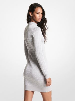 Abito dolcevita con logo jacquard metallizzato in NICHEL | Michael Kors