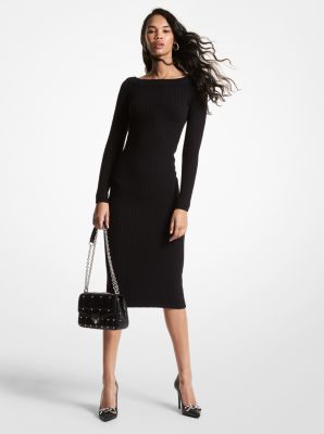 Ribbed Wool Blend Midi Dress