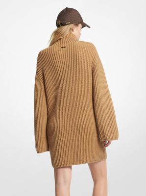 Ribbed Knit Zip-Sleeve Dress