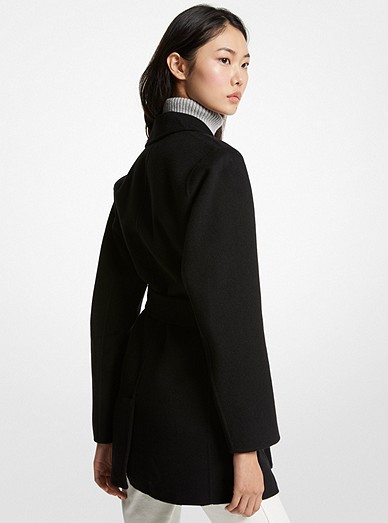 Double Faced Wool Blend Belted Coat | Michael Kors