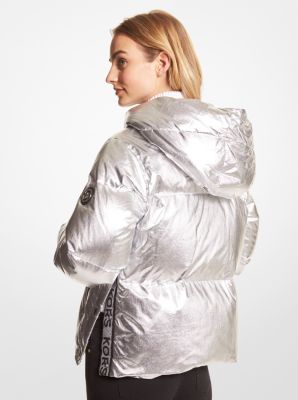 Metallic Ciré Logo Tape Puffer Jacket