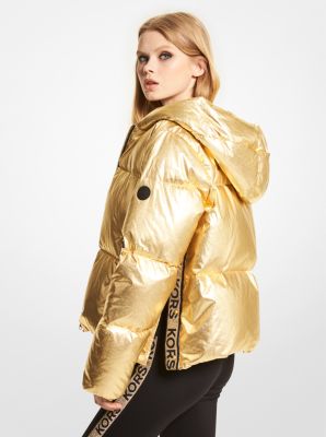 Metallic Cire Logo Tape Puffer Jacket