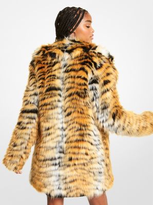 Printed shop fur coat