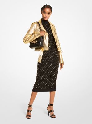 Biker jacket gold on sale zip