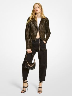 Leopard Print Calf Hair Moto Jacket | Michael Kors