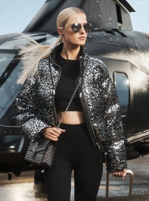 Cropped shiny puffer on sale jacket