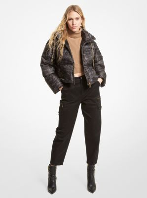 Animal Print Logo Ciré Quilted Puffer Jacket | Michael Kors