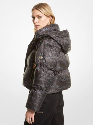 Michael michael kors reversible leopard and logo quilted puffer jacket on sale