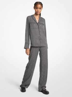 Hose aus Satin mit Logoverzierung im Pyjama-Stil image number 0