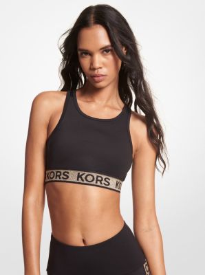 Buy Michael Kors Logo Tape Stretch Nylon Racerback Sports Bra, Black Color  Women