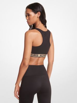 Soutien-gorge de sport en nylon extensible &agrave; bande &agrave; logo