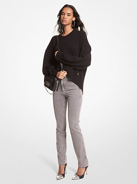 Michaelkors Wool and Cashmere Blend Sweater,BLACK