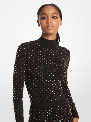 Astor Stud Stretch Viscose Mock Neck Top image number 0