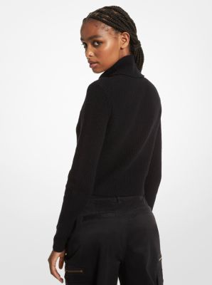 Black cropped turtleneck jumper hot sale