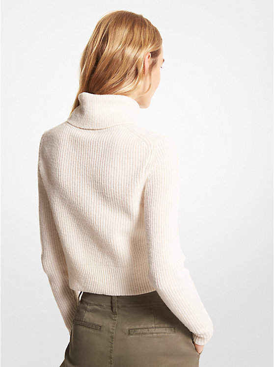 Stretch Wool Cropped Turtleneck Sweater image number 1