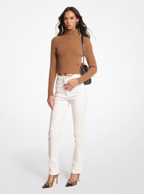 Stretch Wool Cropped Turtleneck Sweater | Michael Kors