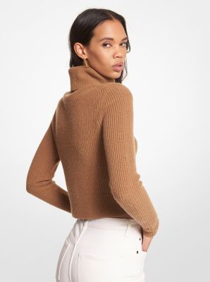 Stretch Wool Cropped Turtleneck Sweater image number 1