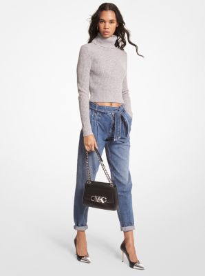 Stretch Wool Cropped Turtleneck Sweater image number 0
