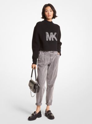 Embellished Logo Wool Blend Sweater | Michael Kors