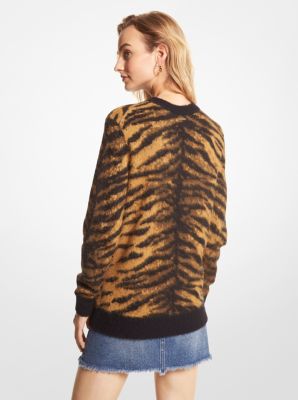 Jersey de jacquard cepillado con motivo de tigre in CAL&Eacute;NDULA | Michael Kors