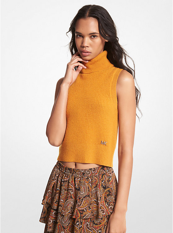 Sleeveless Wool and Cashmere Turtleneck Top image number 0