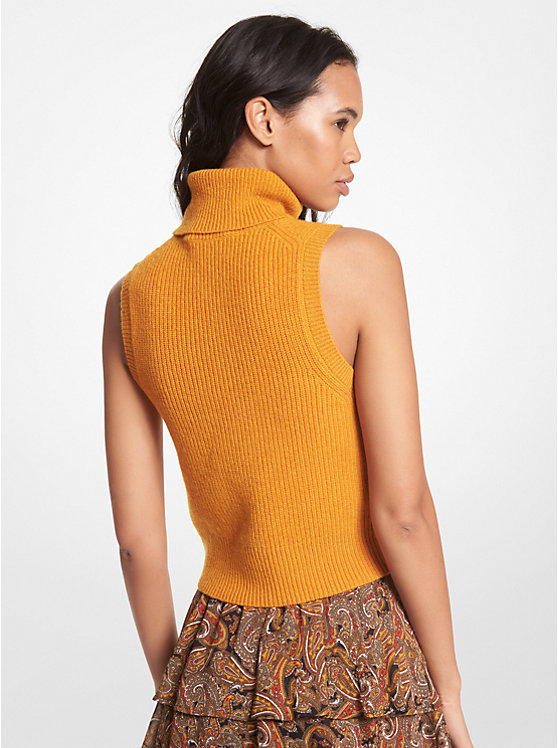 Sleeveless Wool and Cashmere Turtleneck Top image number 1