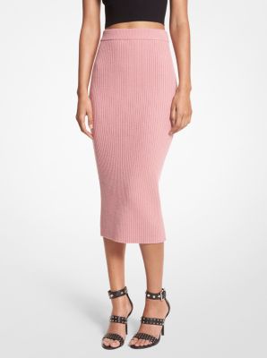 Ribbed Wool Blend Pencil Skirt | Michael Kors Canada