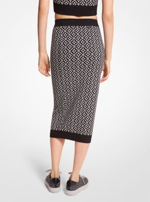 Jupe fourreau en jacquard &agrave; logo in NOIR/OS | Michael Kors