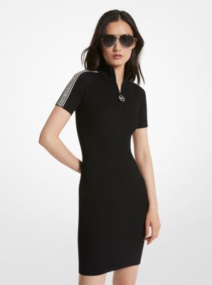 Michael kors logo store tape ribbed knit dress