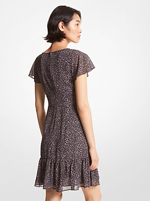 Leopard Georgette Cutout Mini Dress