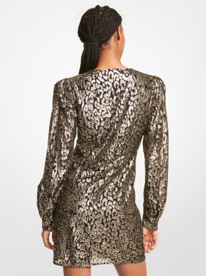 Michael Kors Leopard Jacquard Midi Dress in Natural