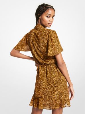 Robe en crêpe georgette à imprimé léopard