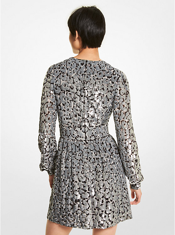 Sequined Leopard Print Georgette Dress image number 1