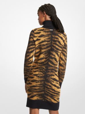 Brushed Tiger Jacquard Sweater Dress