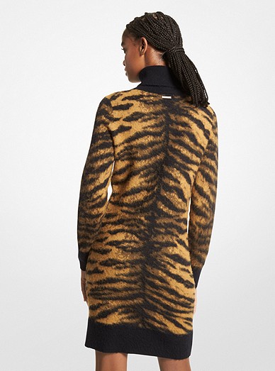 Brushed Tiger Jacquard Sweater Dress | Michael Kors