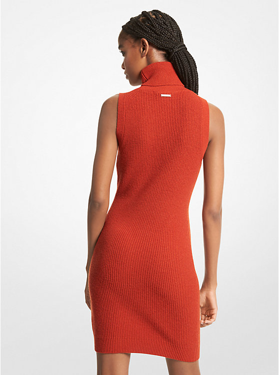 Ribbed Wool and Cashmere Blend Sleeveless Turtleneck Dress image number 1