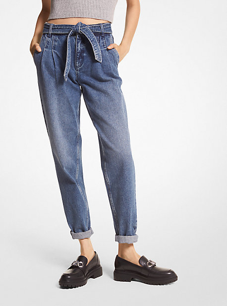 MICHAEL Michael Kors Denim Trousers in Black Womens Clothing Trousers Slacks and Chinos Full-length trousers 