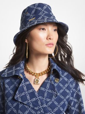 Empire Logo Jacquard Denim Bucket Hat | Michael Kors Canada