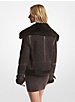 Empire Logo Embossed Suede and Shearling Flight Jacket image number 1