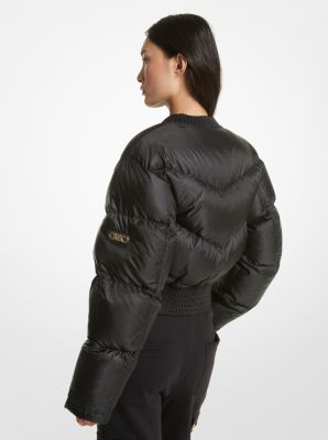 Satin Ciré Quilted Bomber Jacket image number 1