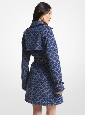 Empire Signature Logo Jacquard Denim Trench Coat