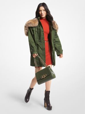 Faux Fur Trim Stretch Cotton Anorak