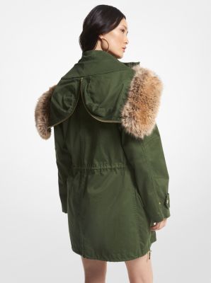 Faux Fur Trim Stretch Cotton Anorak