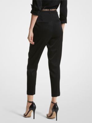 High-Waist-Hose aus Krepp mit Gürtel image number 1