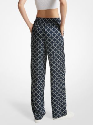 Empire Logo Print Satin Pajama Pants Michael Kors