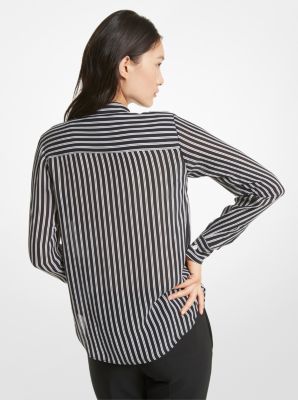 Gestreifte Schluppenbluse aus Georgette