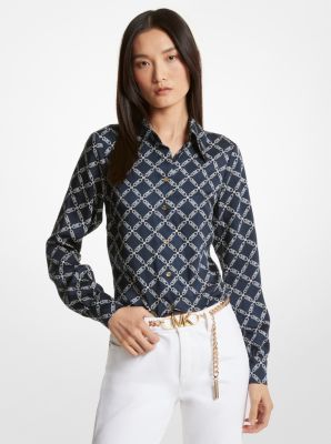 Empire Logo Print Satin Blouse image number 0