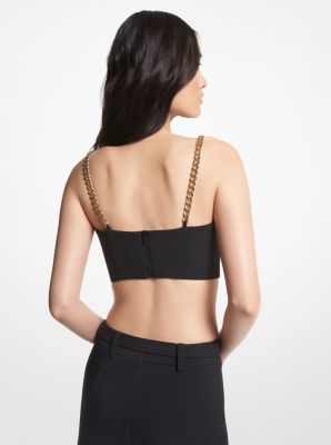 Black Structured Contour Ribbed Strappy Bralet