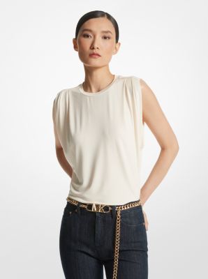 Matte Jersey Sleeveless T-Shirt in HUESO | Michael Kors