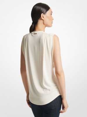 Matte Jersey Sleeveless T-Shirt in HUESO | Michael Kors